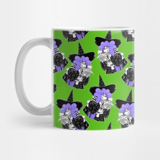 Bookworm Witch - Purple and Green Pattern Mug